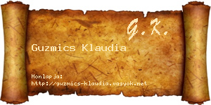 Guzmics Klaudia névjegykártya